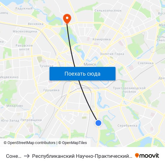 Сонечная to Республиканский Научно-Практический Центр „Мать И Дитя“ map