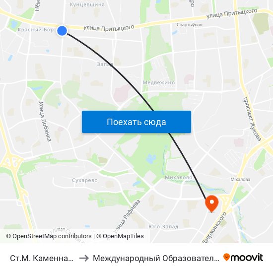 Ст.М. Каменная Горка to Международный Образовательный Центр map