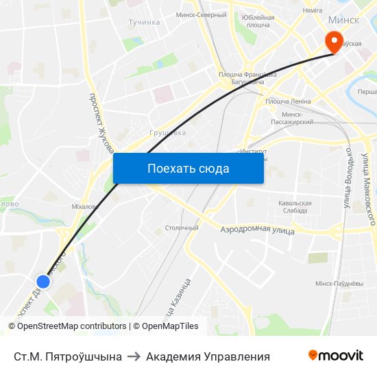 Ст.М. Пятроўшчына to Академия Управления map