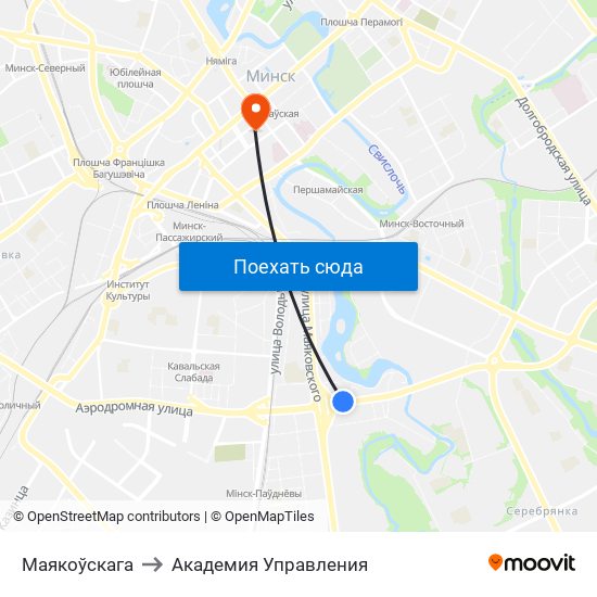 Маякоўскага to Академия Управления map