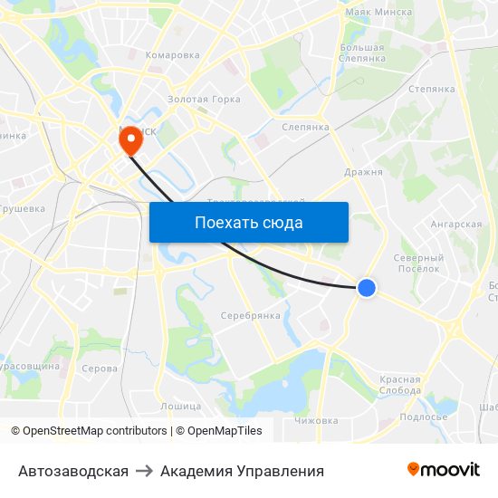 Автозаводская to Академия Управления map
