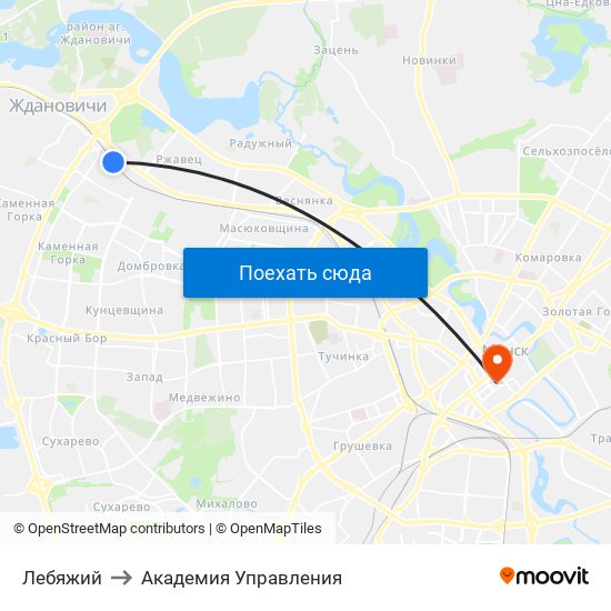 Лебяжий to Академия Управления map