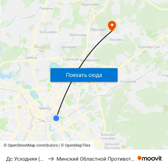 Дс Усходняя (Дс Восточная) to Минский Областной Противотуберкулезный Диспансер map