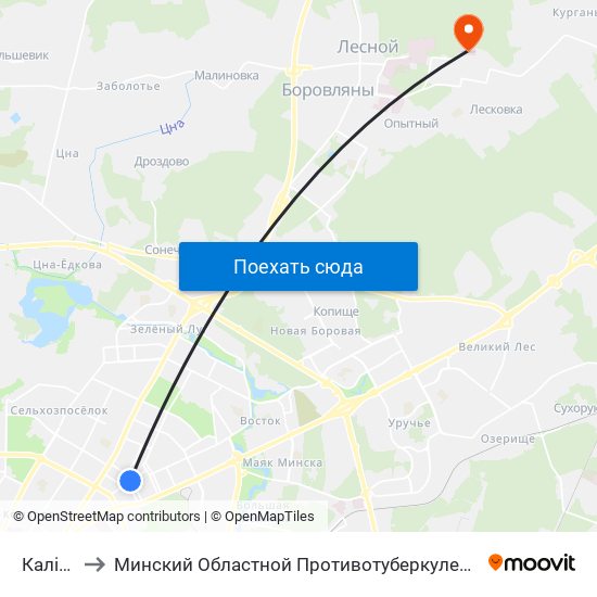 Калініна to Минский Областной Противотуберкулезный Диспансер map