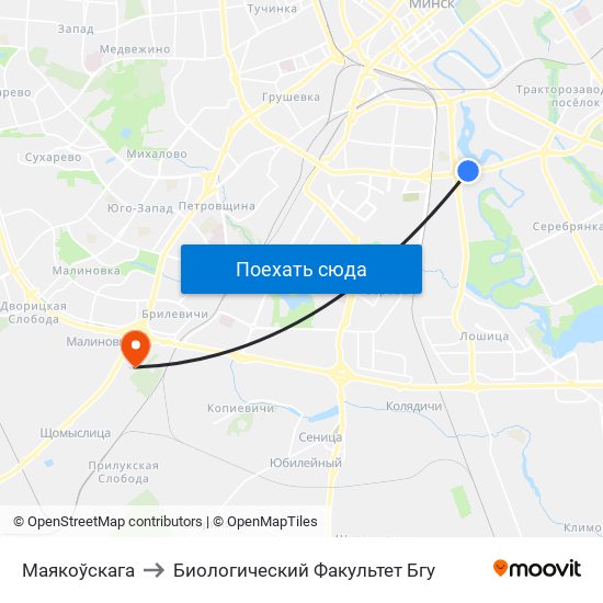 Маякоўскага to Биологический Факультет Бгу map