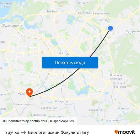 Уручье to Биологический Факультет Бгу map