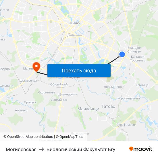 Могилевская to Биологический Факультет Бгу map