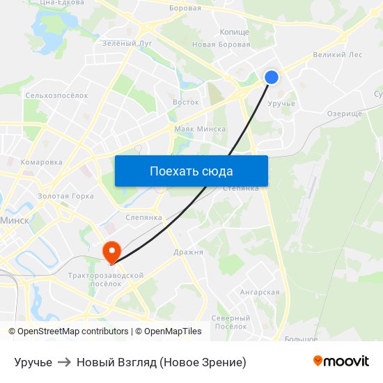 Уручье to Новый Взгляд (Новое Зрение) map