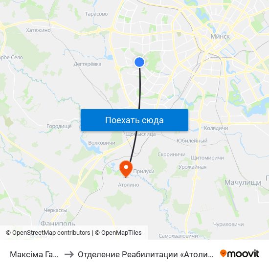 Максіма Гарэцкага to Отделение Реабилитации «Атолинской Больницы» map