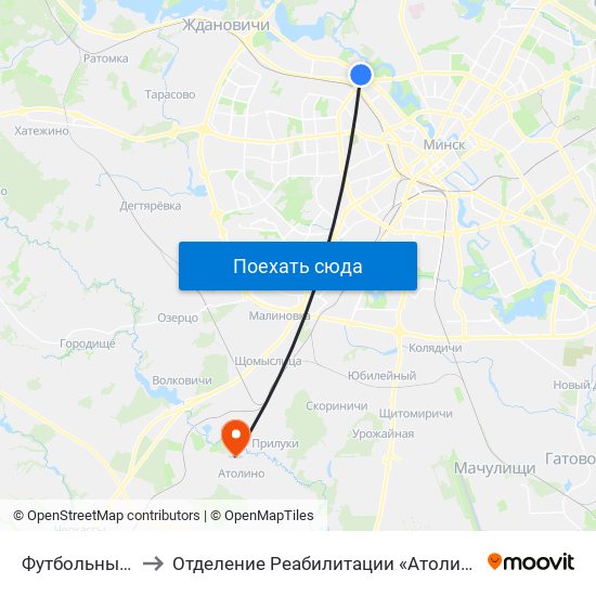 Футбольны Манеж to Отделение Реабилитации «Атолинской Больницы» map