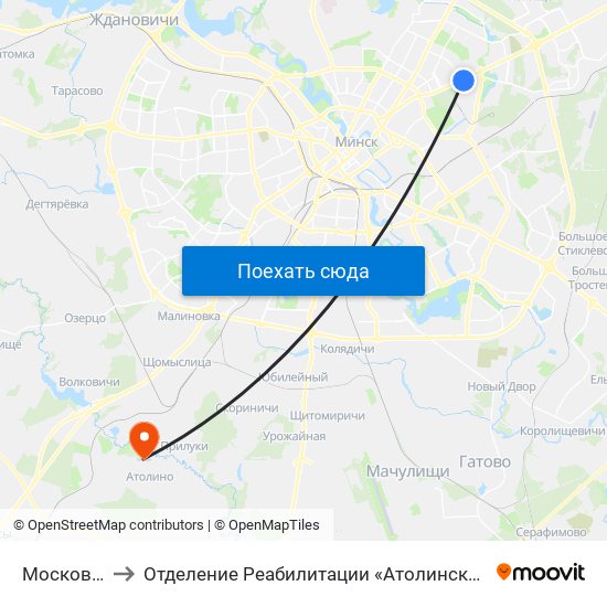 Московская to Отделение Реабилитации «Атолинской Больницы» map