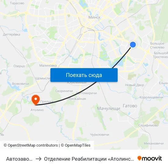 Автозаводская to Отделение Реабилитации «Атолинской Больницы» map