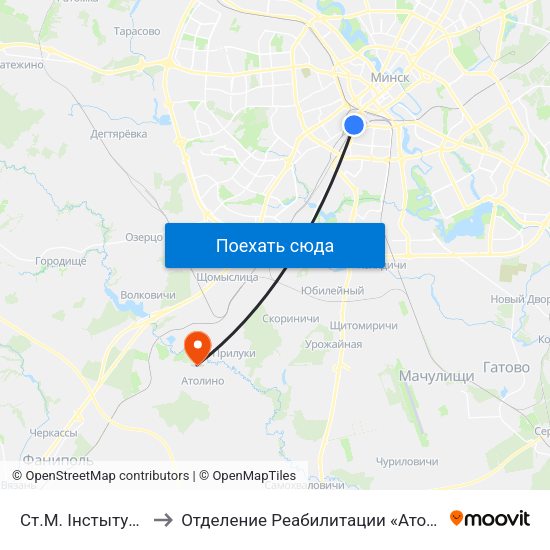 Ст.М. Інстытут Культуры to Отделение Реабилитации «Атолинской Больницы» map