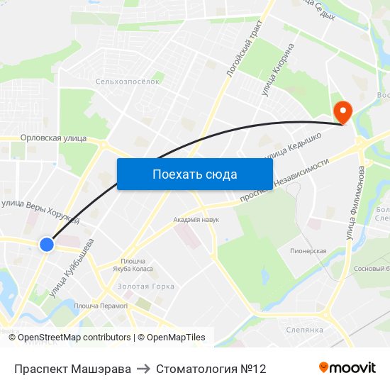 Праспект Машэрава to Стоматология №12 map