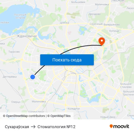 Сухараўская to Стоматология №12 map