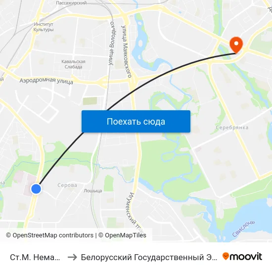 Ст.М. Немаршанскі Сад to Белорусский Государственный Экономический Университет map