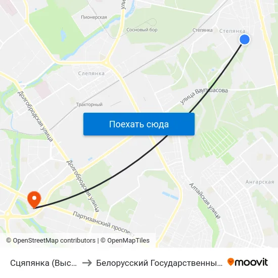 Сцяпянка (Высадка Пасажыраў) to Белорусский Государственный Экономический Университет map