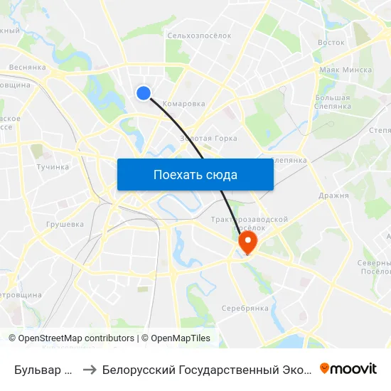 Бульвар Шаўчэнкі to Белорусский Государственный Экономический Университет map