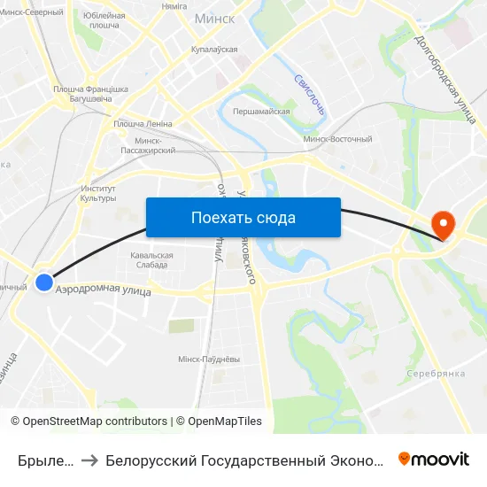 Брылеўская to Белорусский Государственный Экономический Университет map
