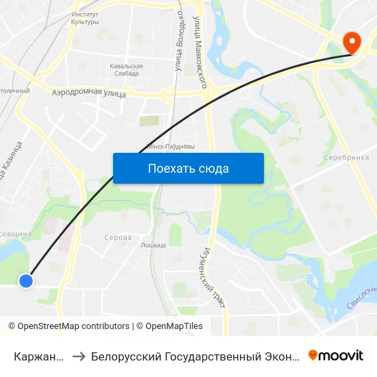 Каржанеўскага to Белорусский Государственный Экономический Университет map