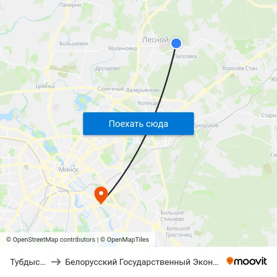 Тубдыспансэр to Белорусский Государственный Экономический Университет map