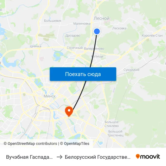 Вучэбная Гаспадарка (Учебное Хозяйство) to Белорусский Государственный Экономический Университет map