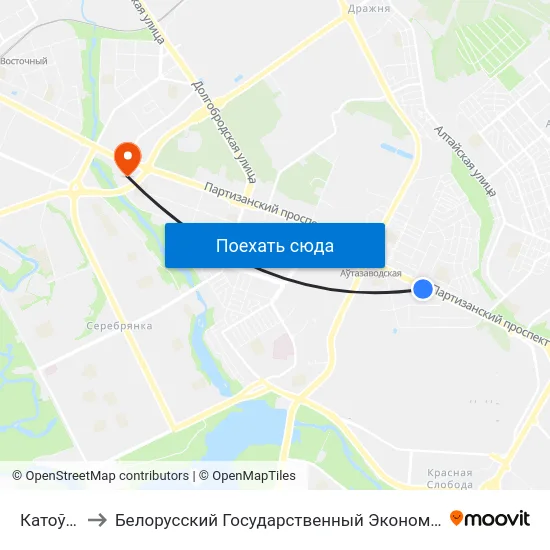 Катоўскага to Белорусский Государственный Экономический Университет map