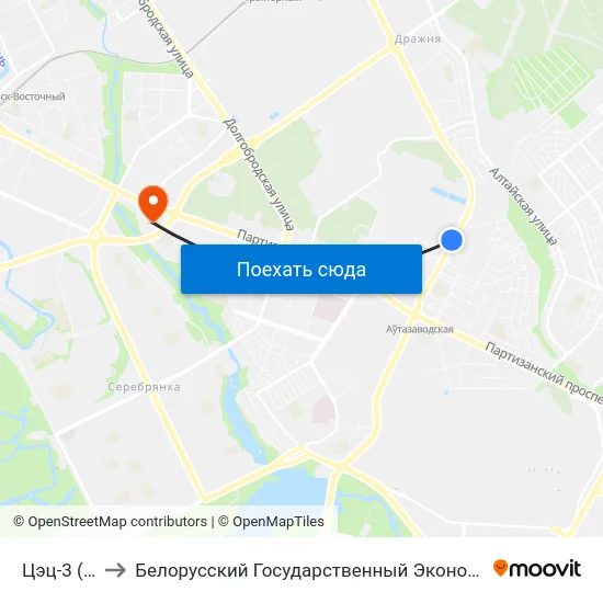Цэц-3 (Тэц-3) to Белорусский Государственный Экономический Университет map