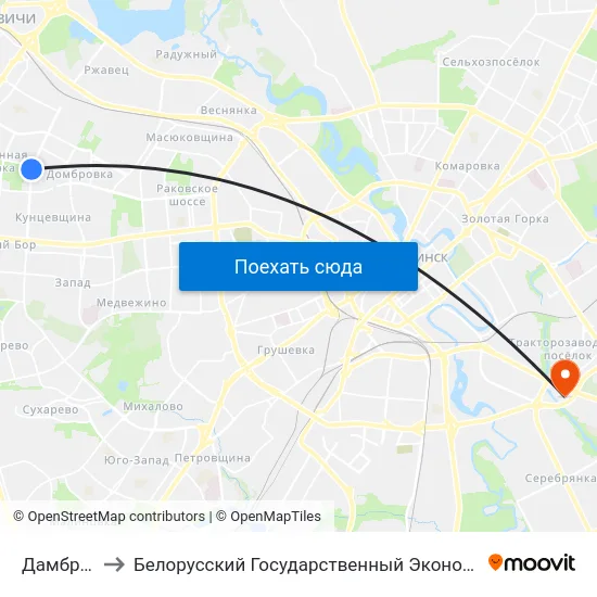 Дамброўка-3 to Белорусский Государственный Экономический Университет map