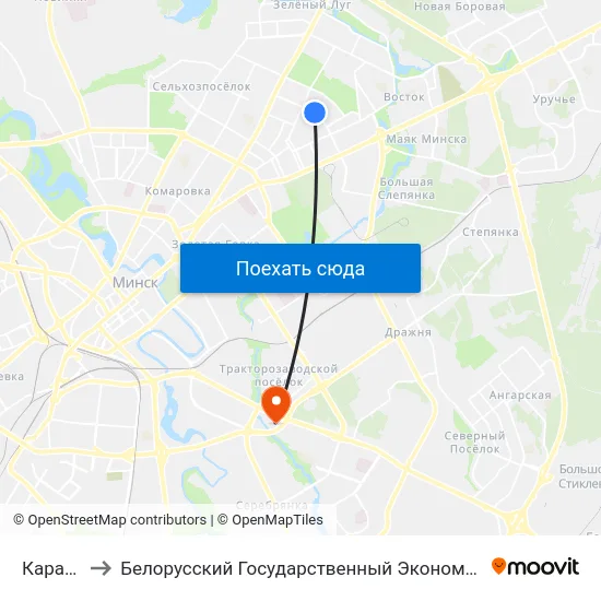 Караленкі to Белорусский Государственный Экономический Университет map