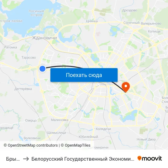 Брыкета to Белорусский Государственный Экономический Университет map