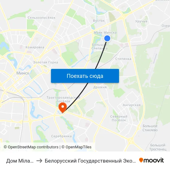 Дом Міласэрнасці to Белорусский Государственный Экономический Университет map