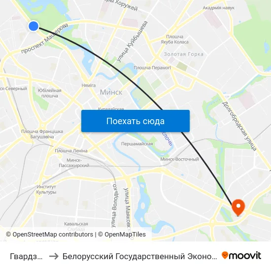 Гвардзейская to Белорусский Государственный Экономический Университет map
