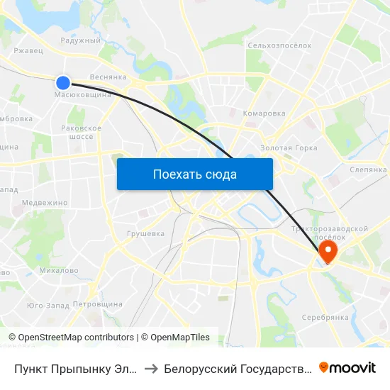 Пункт Прыпынку Электрацягнікоў Масюкоўшчына to Белорусский Государственный Экономический Университет map