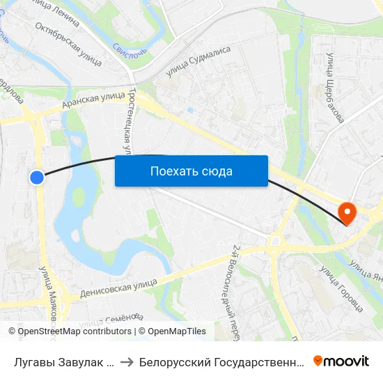 Лугавы Завулак (Луговой Переулок) to Белорусский Государственный Экономический Университет map