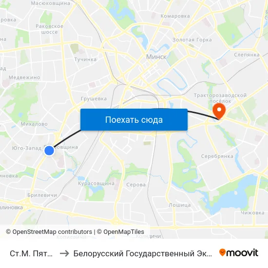Ст.М. Пятроўшчына to Белорусский Государственный Экономический Университет map