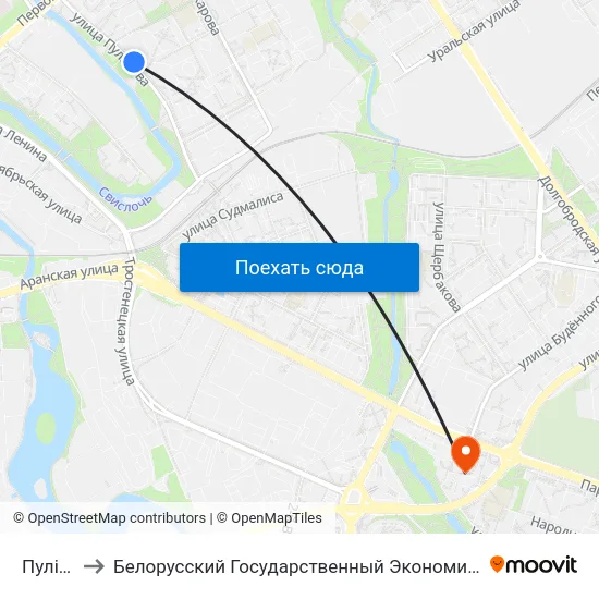 Пуліхава to Белорусский Государственный Экономический Университет map