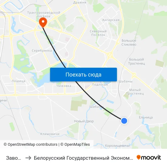 Завод Эпк to Белорусский Государственный Экономический Университет map