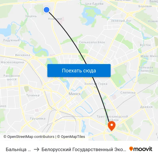 Бальніца (Навінкі) to Белорусский Государственный Экономический Университет map