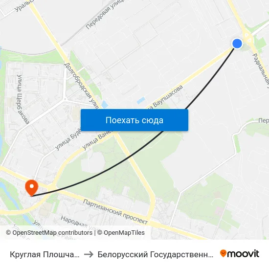 Круглая Плошча (Круглая Площадь) to Белорусский Государственный Экономический Университет map