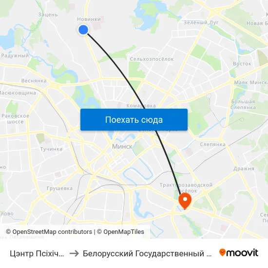 Цэнтр Псіхічнага Здароўя to Белорусский Государственный Экономический Университет map