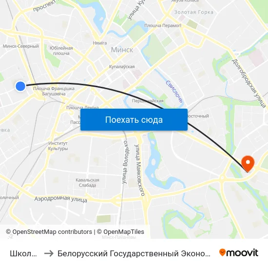 Школа №60 to Белорусский Государственный Экономический Университет map
