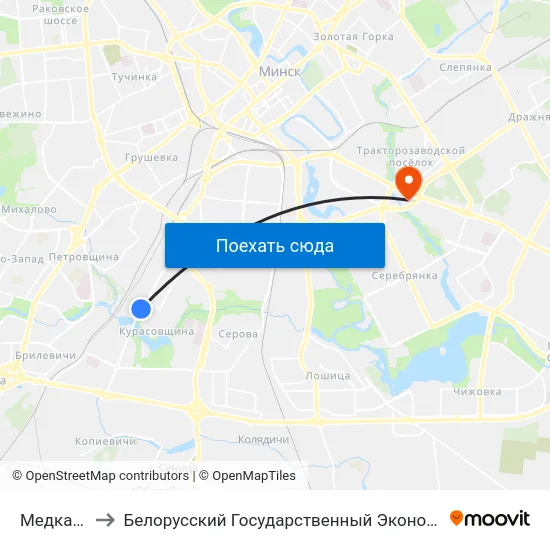 Медкалледж to Белорусский Государственный Экономический Университет map