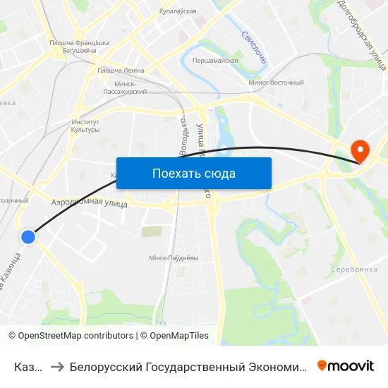 Казінца to Белорусский Государственный Экономический Университет map