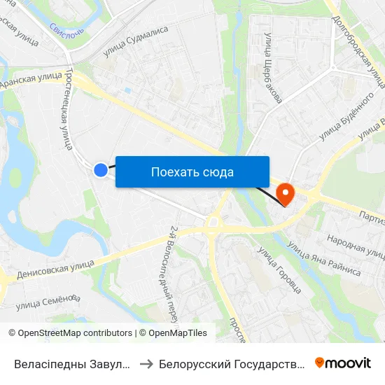 Веласіпедны Завулак (Велосипедный Переулок) to Белорусский Государственный Экономический Университет map
