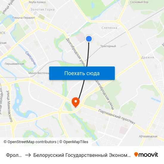 Фролікава to Белорусский Государственный Экономический Университет map