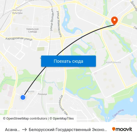 Асаналіева to Белорусский Государственный Экономический Университет map