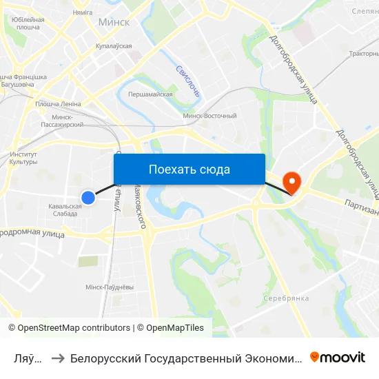 Ляўкова to Белорусский Государственный Экономический Университет map