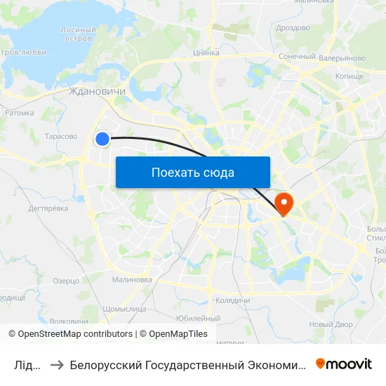 Лідская to Белорусский Государственный Экономический Университет map