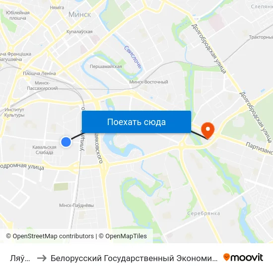 Ляўкова to Белорусский Государственный Экономический Университет map